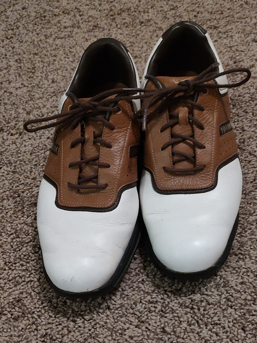 Men's Nike Air Two-Tone Leather Golf Shoes - White & Brown